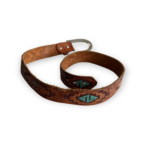 1970s Tooled Hand Painted Chambers Leather Belt. … - image 6