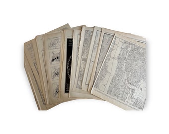 Antique City Map Collection. 20 Large Old Maps from 1930s. Ephemera, Crafting, Mixed Media, Collage. *No Duplicates*  Vintage Map Set #G