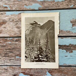 1916 Selkirk Glacier Original Antique Lithograph. Black & White Print. Vintage Wall Hanging/ Home Decor. Rocky Mountains, British Columbia