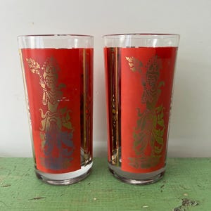 Red Gold Thai Glasses - Etsy