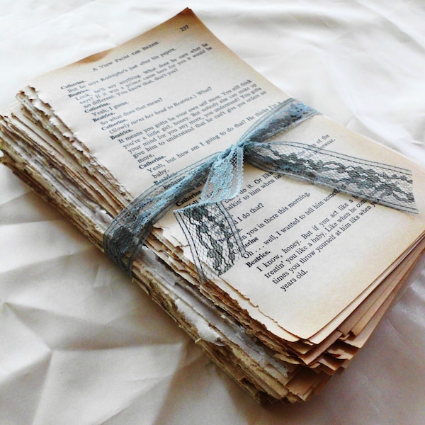 Vintage Book Page Bundle. Over 150 Pages of Beautiful Aged Patina'd Book Pages. Novel Pack. Old Book Pages for Crafting. Book Lover Gift