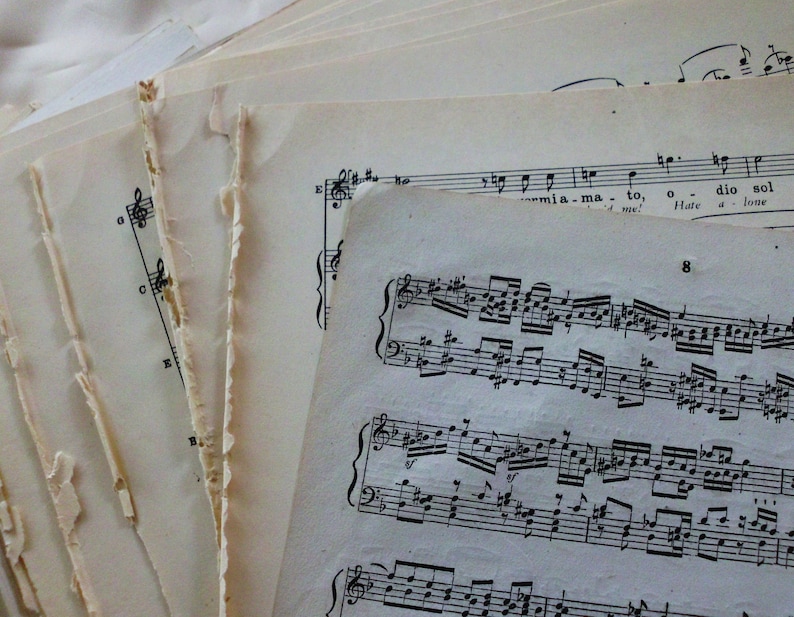 Vintage Music Sheets. Large 9x12 Size. Old Sheet Music Supplies. Antique Pg for Crafting, Wedding, Scrapbooking, Ephemera. Choose Quantity image 2