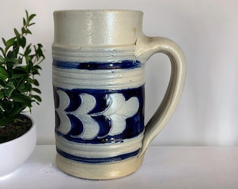 Williamsburg Pottery Salt Glazed Pottery Mug. Vintage 1970s Large Sturdy Mug with Handle. An Approved Williamsburg Souvenir