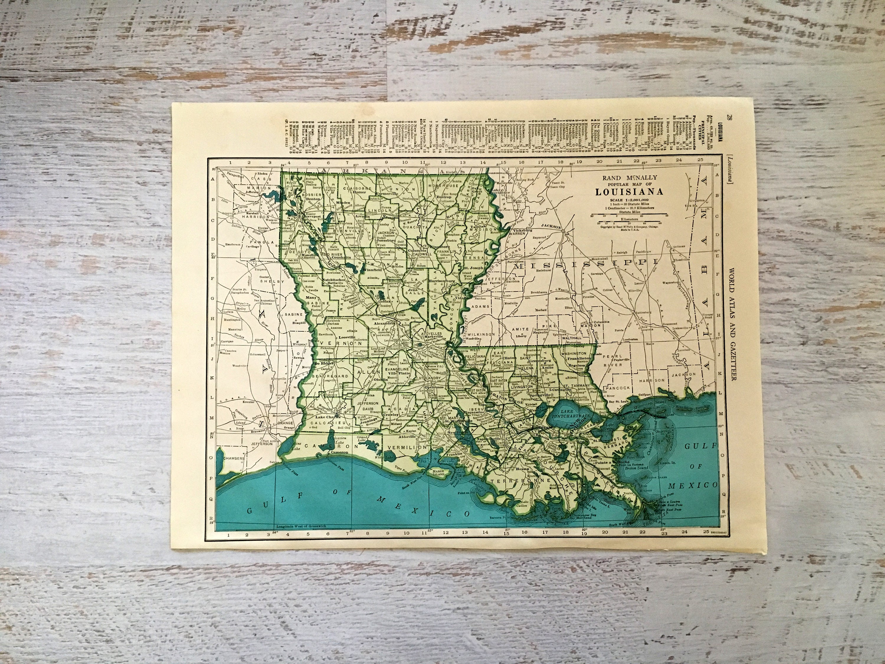1940s Vintage LOUISIANA Picture Map Antique Louisiana Animated Map 884