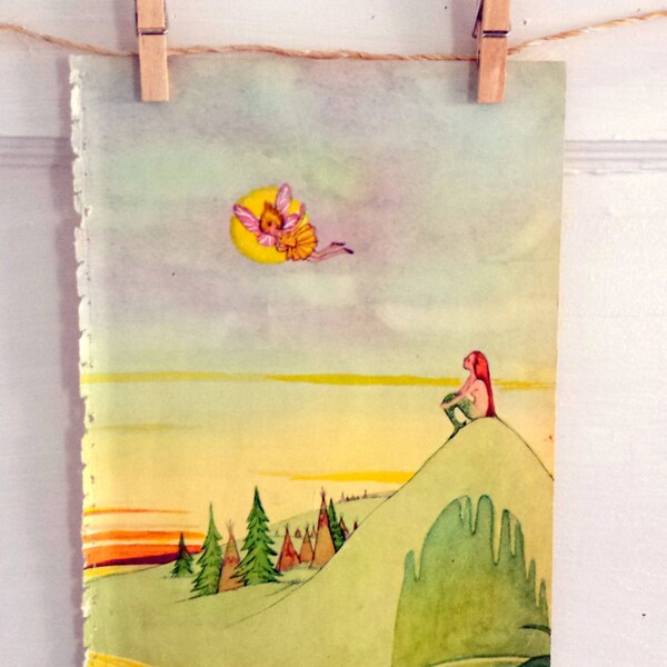 Vintage Peter Pan Print- 1957 Vintage Book Page - Illustrated by Marjorie Torrey. Fairy & Mermaid