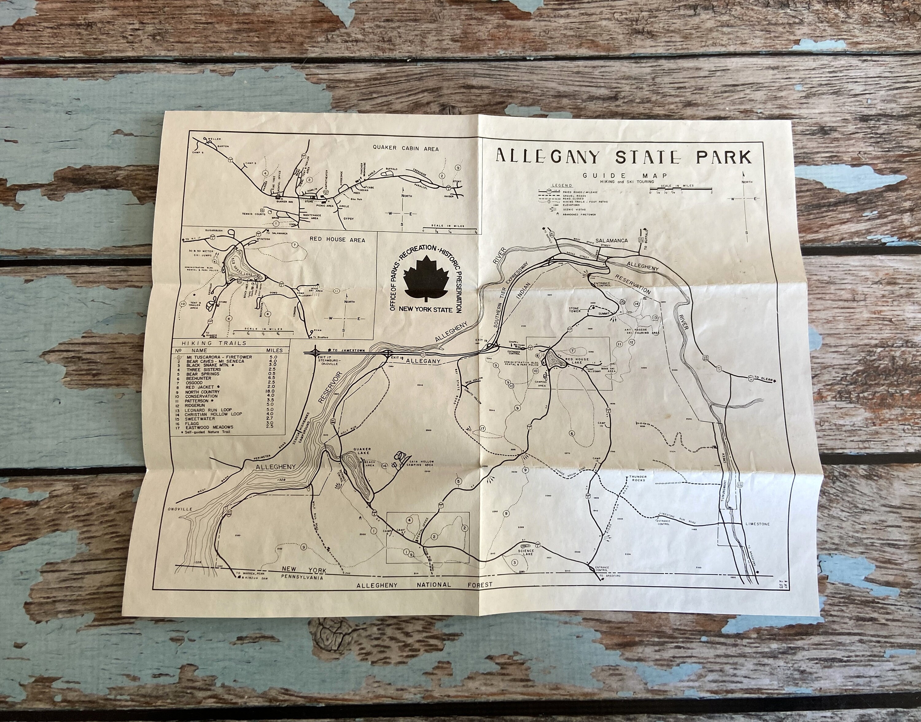 Allegany State Park Map Vintage Allegany State Park Map. Trail Map. New York State | Etsy Ireland