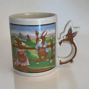 Vintage Bunny Rabbit Mug Perfect for Easter! Rabbit Shaped Handle. McCrory Stores 1993
