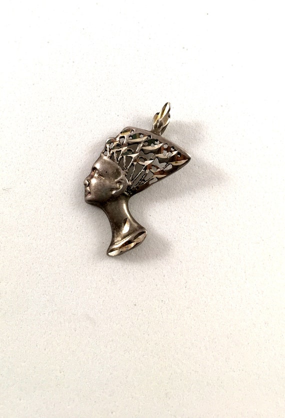 Vintage Sterling Egyptian Pendant. Small Sterling… - image 2