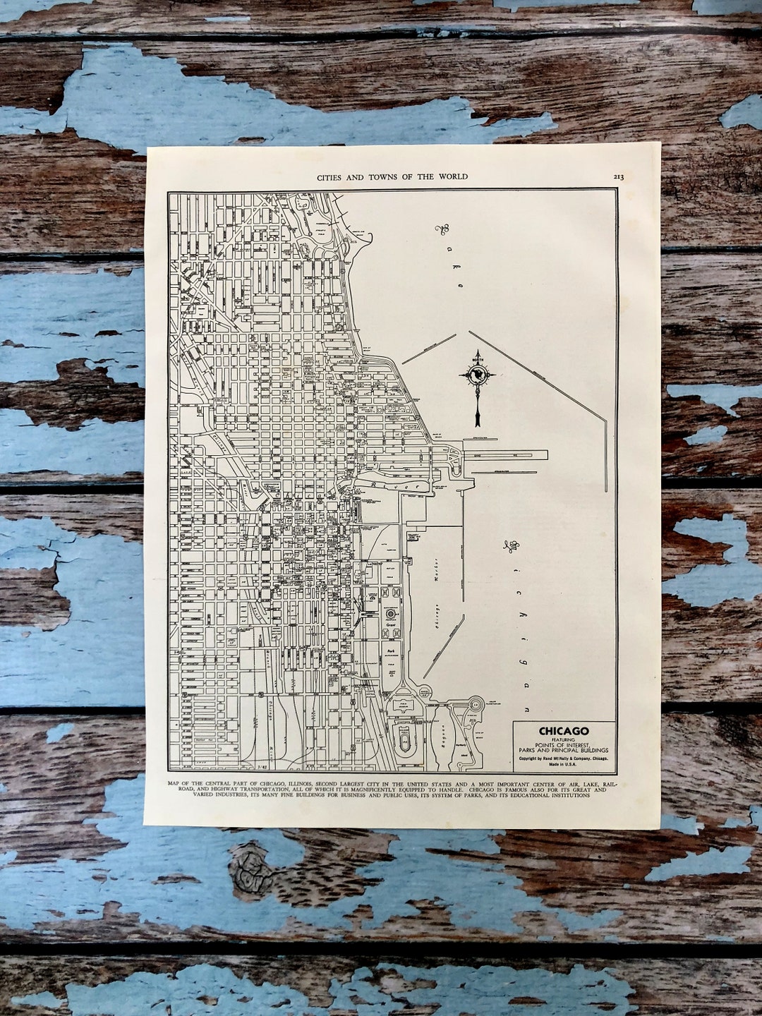 Carte Ancienne De Chicago, IL 1856 - Reproduction Vintage Encadrée, Art Mural Pour Déco Bureau