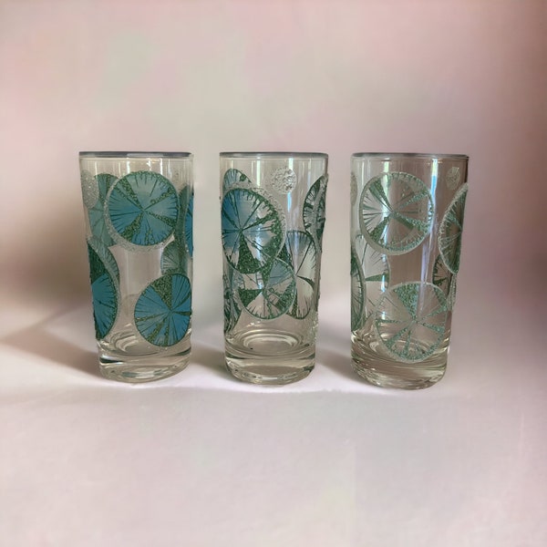 Fred Press Vintage Raised Lime Glasses. Set of 3. Barware. Bar Cart. Entertain. Collect. Wedding, Shower, Hostess Gift. 1970's Tom Collins