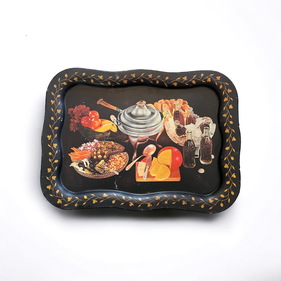 Coca Cola TV Tray. Vintage Metal Advertising Tray. Fondue Party Retro