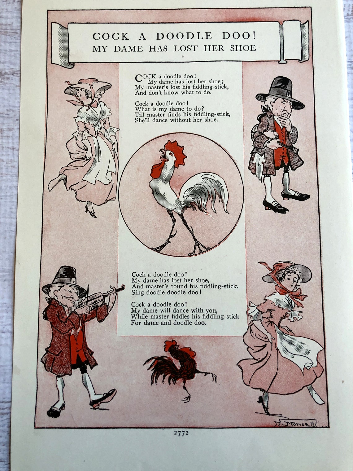 1912 Cock a Doodle Doo My Dame Lost Her Shoe Antique Book