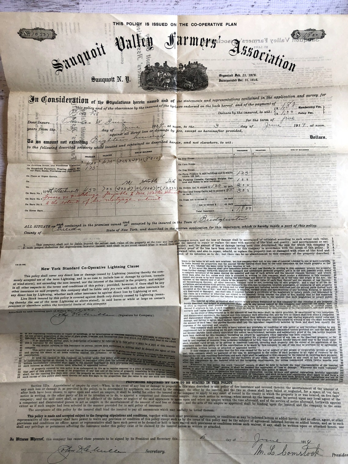 Antique Farm Insurance Document. HUGE Folded Farmers Etsy