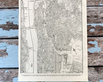 Antique Map of Upper Manhattan. New York City Map. NYC 1937 Historical Print, Lithograph. 80 Yr Old Map to Frame. Upper Manhattan