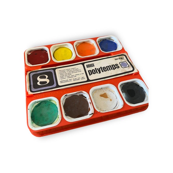 Retro Polytemps Paint Set. 1960s Polymer Tempera Paint Palette Set