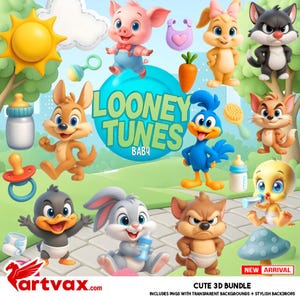 Clipart PNG de Looney Tunes bebés / Lindos personajes de dibujos animados / Arte digital para proyectos personales
