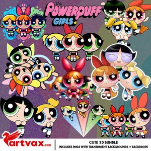 Powerpuff Girls PNG Bundle | Cute 3D Powerpuff Clipart Set | Blossom Bubbles Buttercup Digital Download