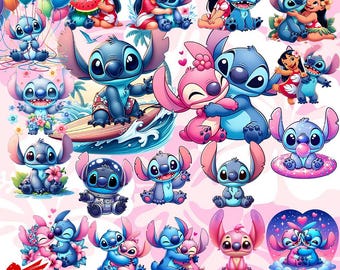 Stitch and Angel PNG Bundle | Cute 3D Clipart with Transparent Backgrounds | Digital Download for Sublimation Crafts | Lilo & Stitch Clipart