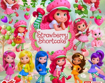 Strawberry Girl PNG Bundle | Cute Girls Clipart | Pastel Fruit Theme Graphics for Sublimation & Crafts