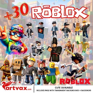 Pacote PNG do Roblox | Mais de 30 cliparts de personagens do Roblox | Sublimação para festas de jogadores, adesivos digitais e cenários