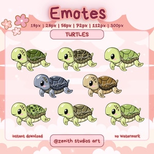 Sea Turtle Emotes & Badges | Channel Points Icons | Kawaii Gaming Graphics for Twitch, YouTube, Discord | Digital Stickers | GoodNotes