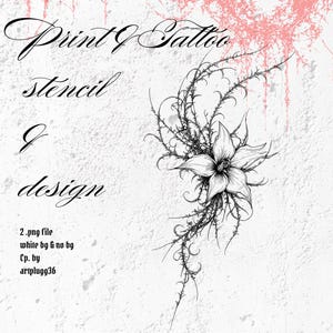 Gothic Floral Cyber Sigilism Tattoo Stencil – High-Resolution PNG (Exclusive Design)