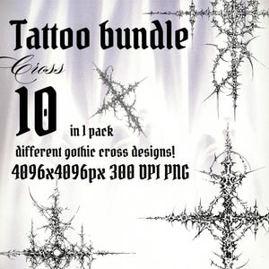 Cybersigilism flash tattoo Crosses, Bundle of 10 Gothic Tattoo  flash Stencils (PNG | 300 DPI)