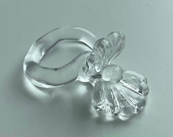 Glass Seashell with Pearl Ring | Single or Double | Intricate Crystal Mermaidcore Jewelry | Statement Piece