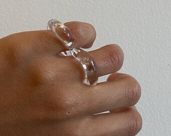 Glass Hollow Figure 8 Ring | Unique Handmade Borosilicate Lampwork | Simple Elegant Modern Aesthetic