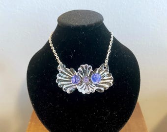 Glass Seashell Pearl Necklace: Handmade Lampwork Pendant