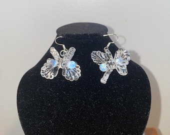 Glass Pearl in Shell Earrings | Unique Handmade Statement Earrings | Borosilicate Lampworking Sculptural Jewelry