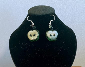 Glass Green Apple Earrings: Handmade Cottagecore Charm Jewelry