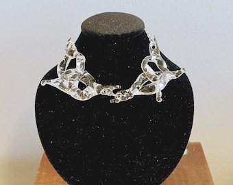 Handmade Clear Glass Barbed Wire Choker: Avant Garde Necklace
