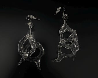 Handmade Glass Wisp Earrings: Borosilicate Lampwork Jewelry