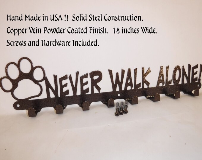 Dog Leash Collar Wall Storage Never Walk Alone Dog Paw Etsy