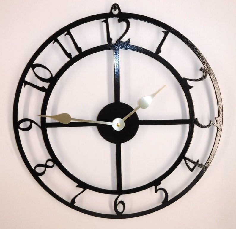 Wall Clock 15 Inch Wide Made in USA Gloss Black With Brass Etsy