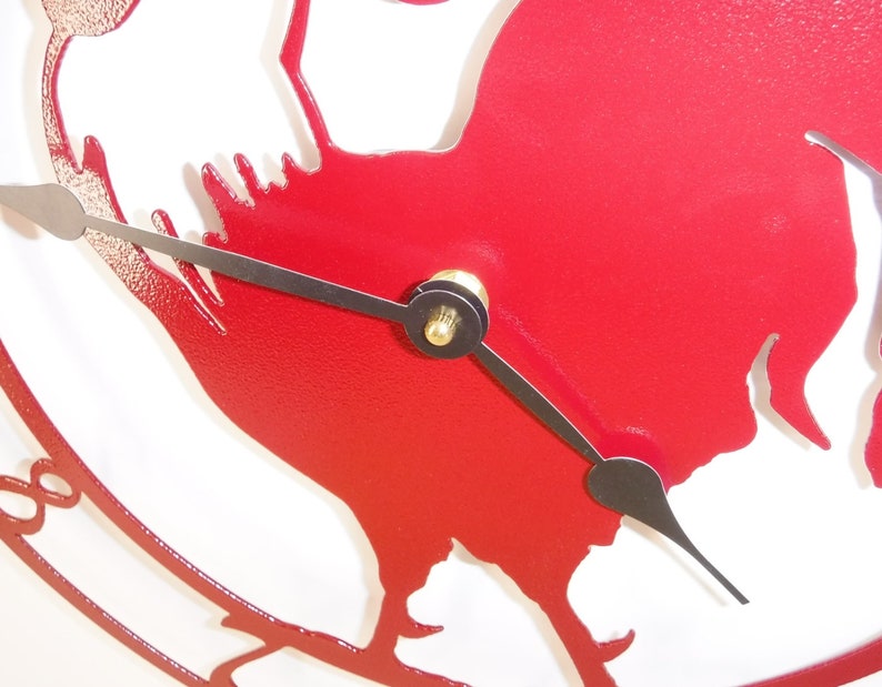 Rooster Wall Clock. 15 Inch Diameter. Cherry Red Finish. Etsy