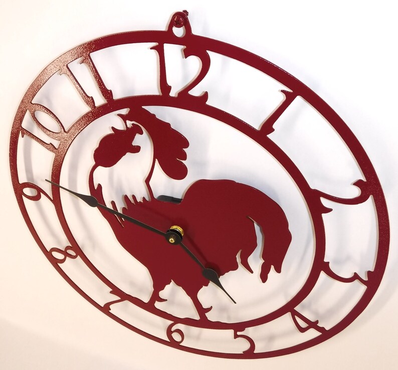 Rooster Wall Clock. 15 Inch Diameter. Cherry Red Finish. Etsy