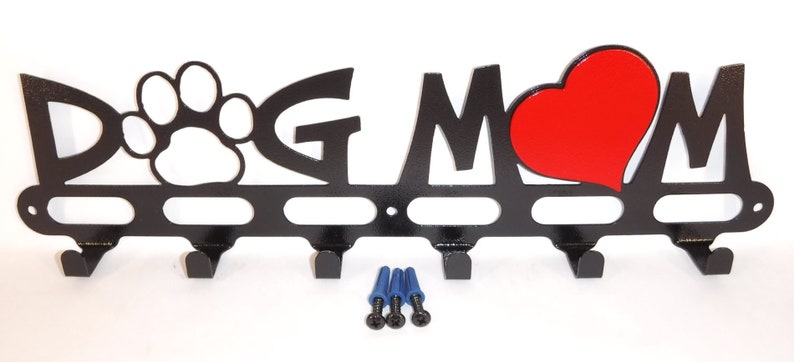 With Screws Gloss Black Finish 16.5 inches Wide Wall Storage Dog Mom Rescue Shelter Dog Dog Leash Wall Hook Hanger Holder Solid Steel
