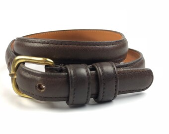 Vintage Coach Brown Leather Belt Made in New York City NYC Size 28 Skinny Brass