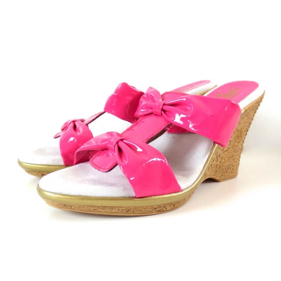 pink bow wedges