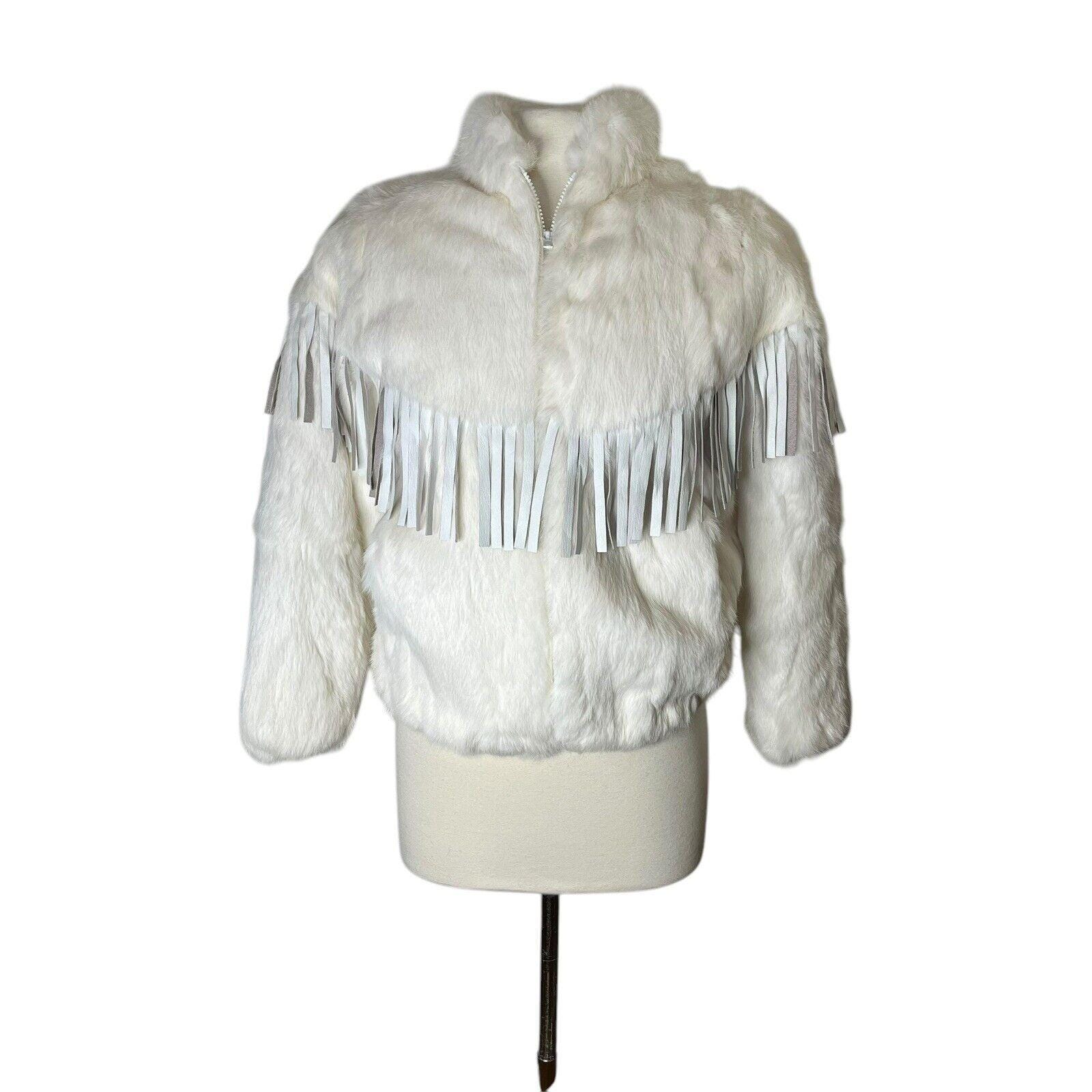 ジャケット・アウター 80s NIKI rabbit fur jacket Vintage Niki Fur Bomber Jacket 80s White Real Rabbit w