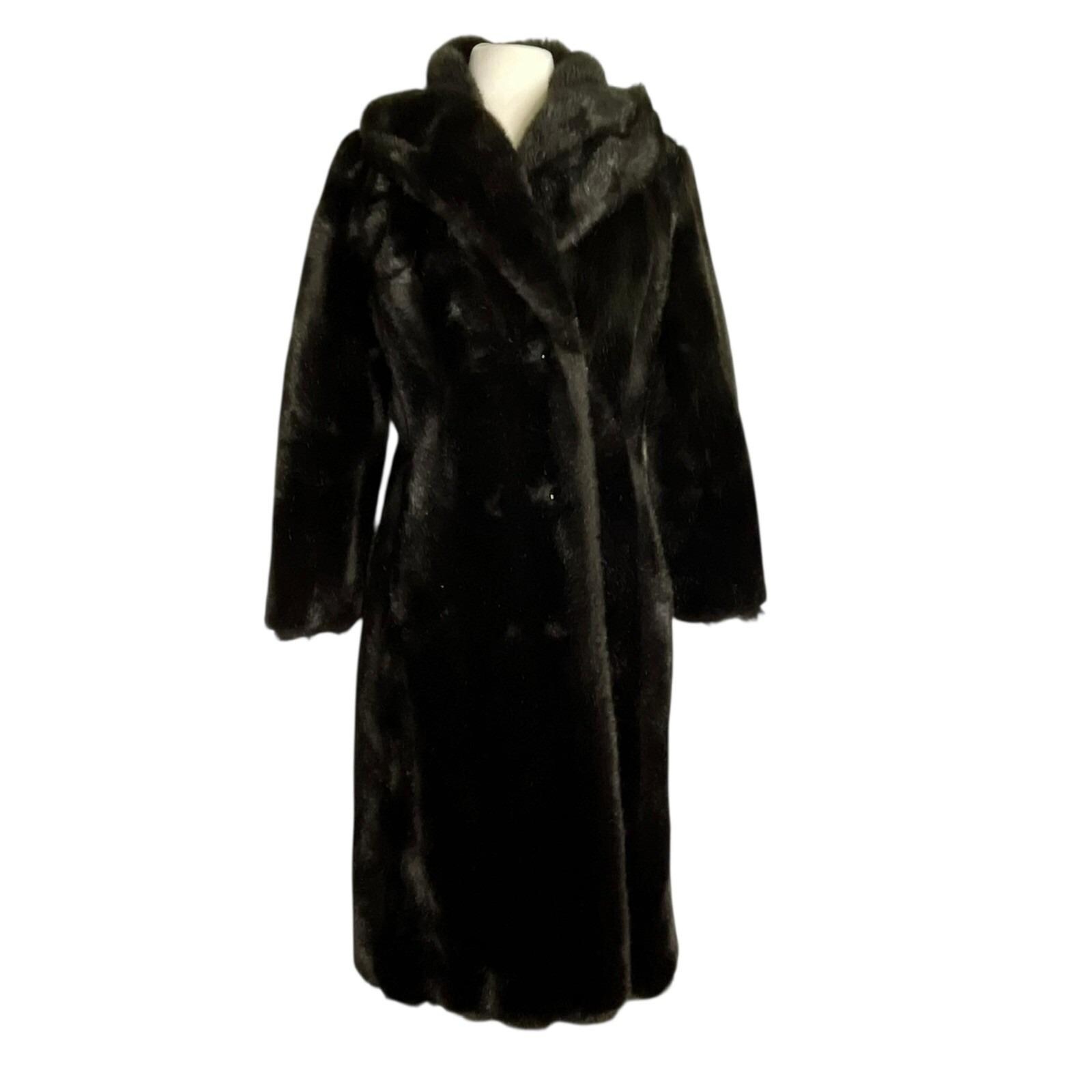 Vintage 1960's Martinique Mob Dark Brown Faux Fur Longline Coat