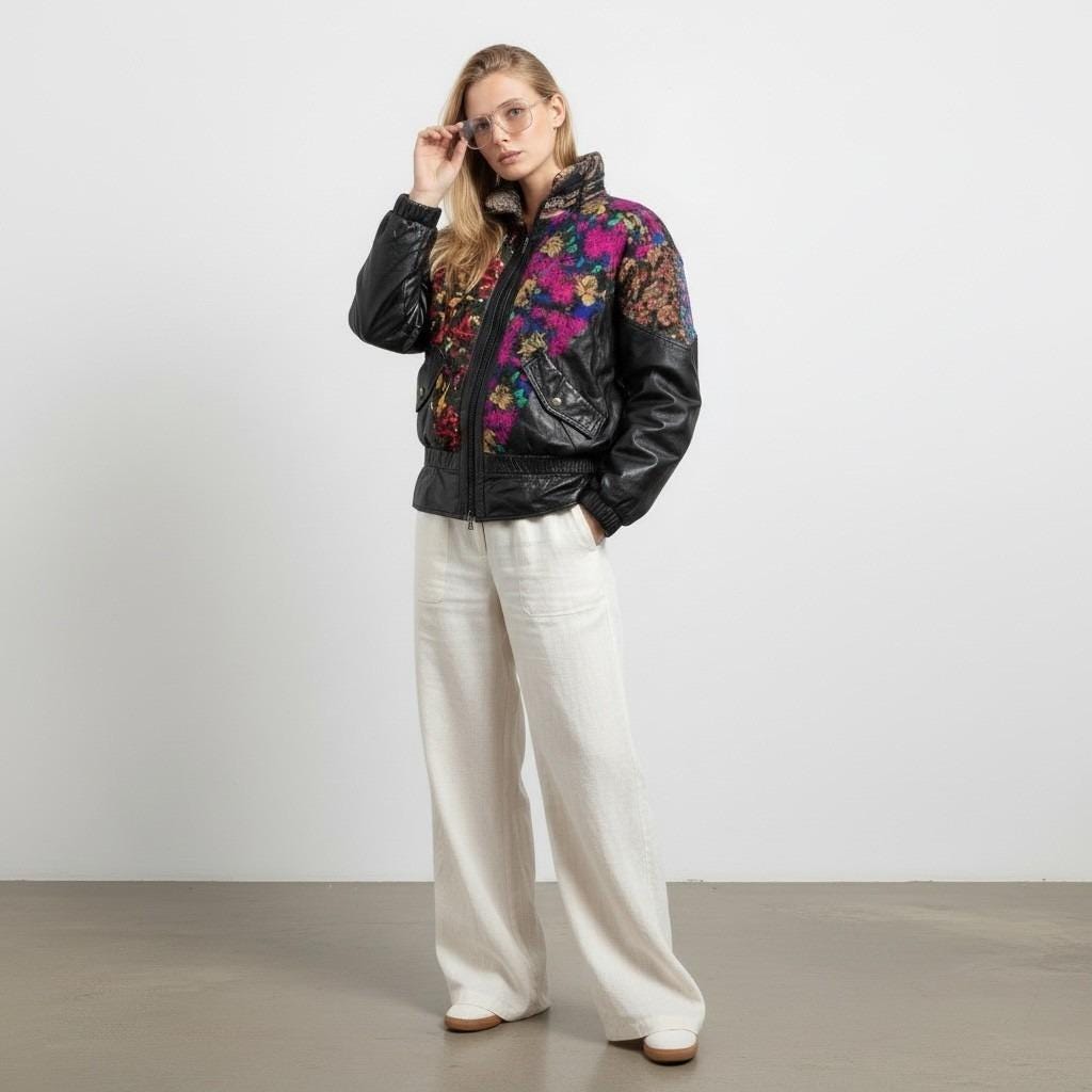 1980s Patchwork Leather Bomber Jacket - Etsy