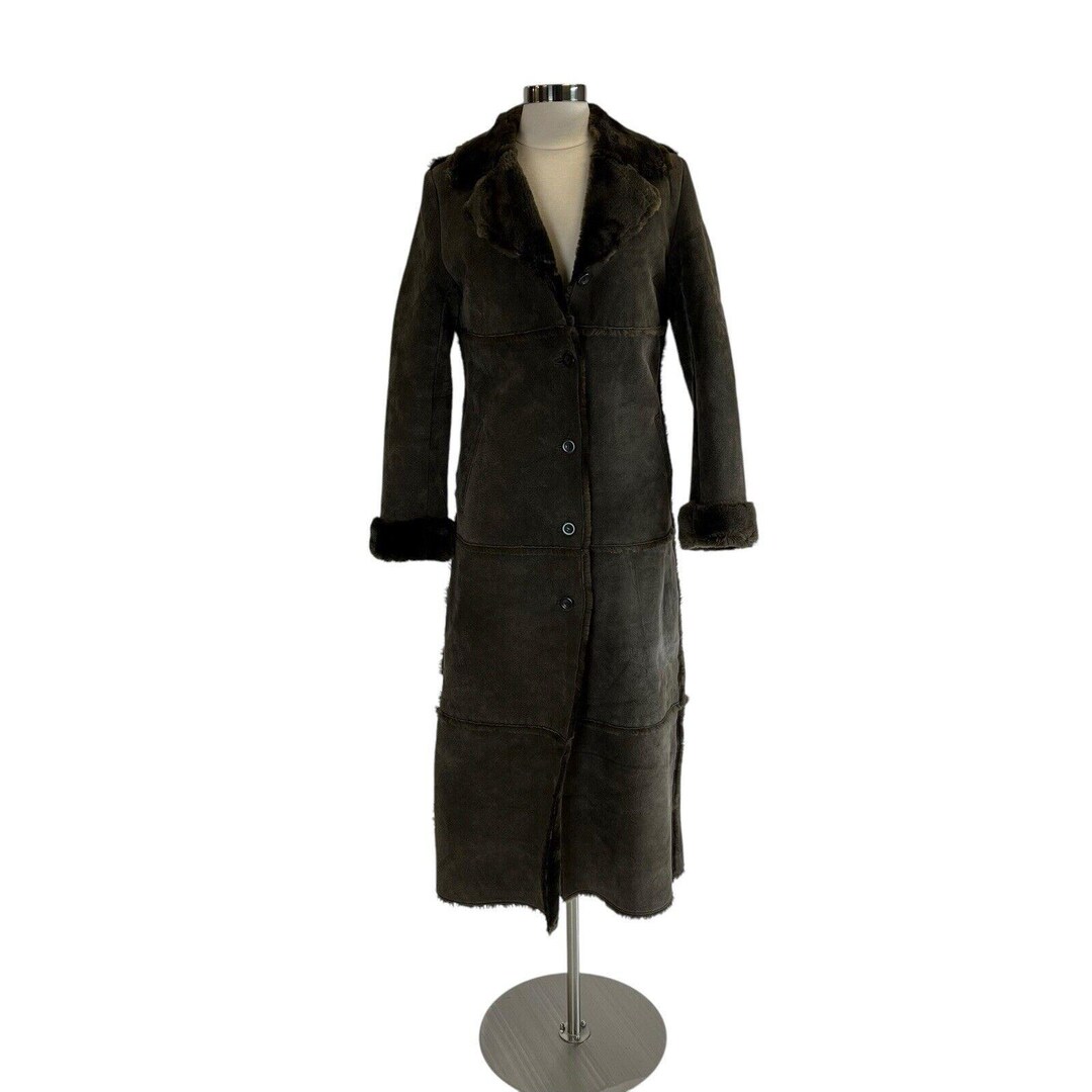 Vintage Brandon Thomas Y2k Long Leather Suede Jacket Fur Lined