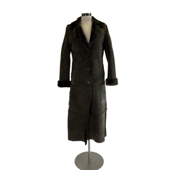 Vintage Brandon Thomas Y2k Long Leather Suede Jacket Fur Lined