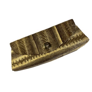 Vintage Tan Braun Reptil Schlange Schlangenleder Clutch Handtasche
