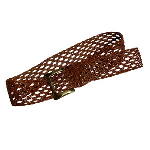 Vintage Neiman Marcus Brown Braided Woven Leather Wide Belt  display picture 1