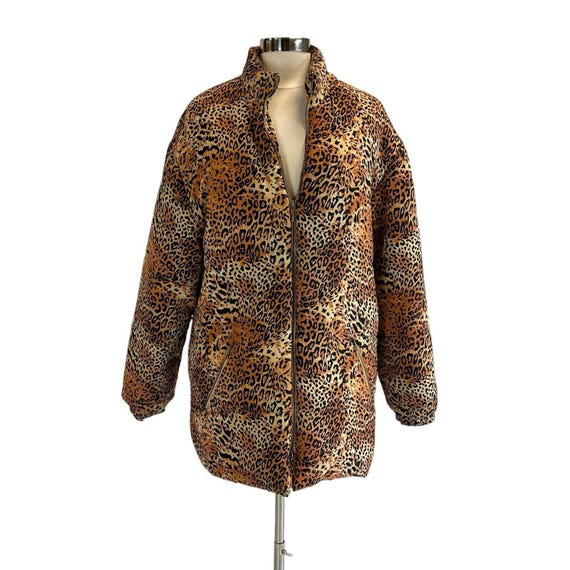Vintage 90s Y2K Rafaella 100% Silk Leopard Big Cat Print Oversized 