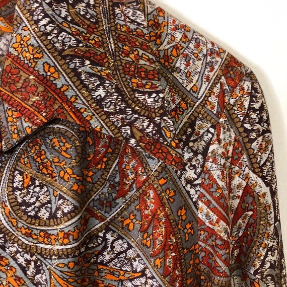 Vintage Handmade Orange Mod Retro Paisley Metalli… - image 4